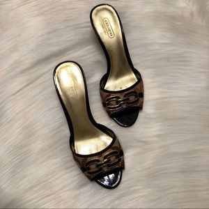 COACH Signature Monogram Slip On Heels